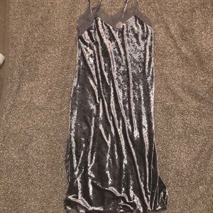 Long silver velvet dress